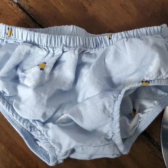 Carter's Baby Girl Sky Blue Floral Sleeveless Ruffle Dress Size 6 Months - Picture 7 of 7